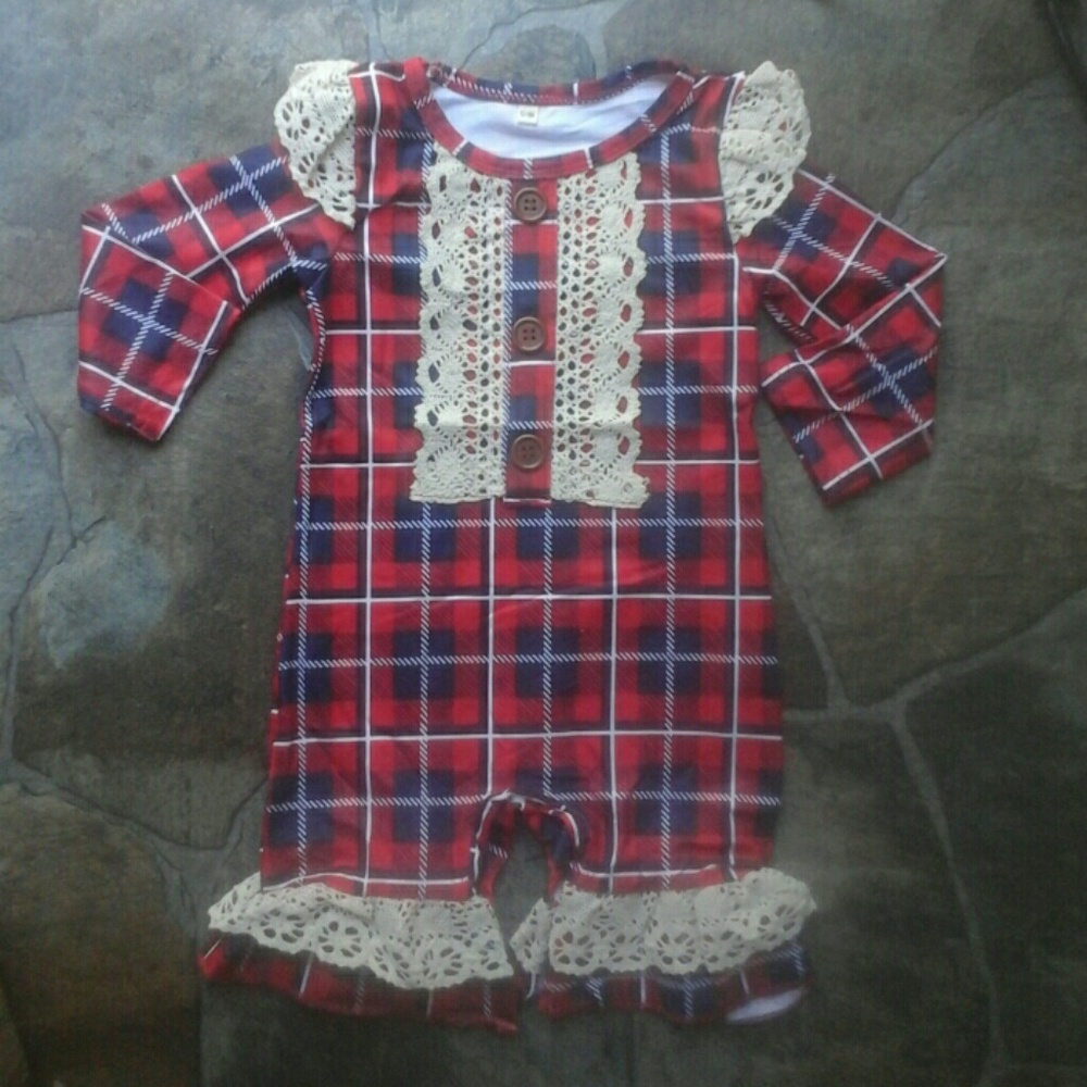 Buffalo plaid romper